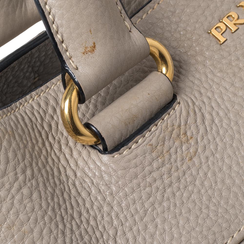 Prada Beige Vitello Daino Leather Tote 2