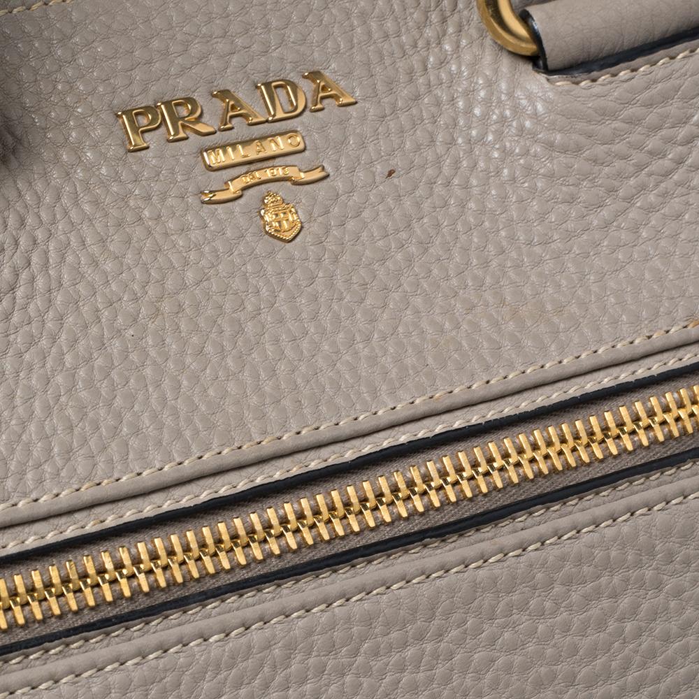 Prada Beige Vitello Daino Leather Tote 3