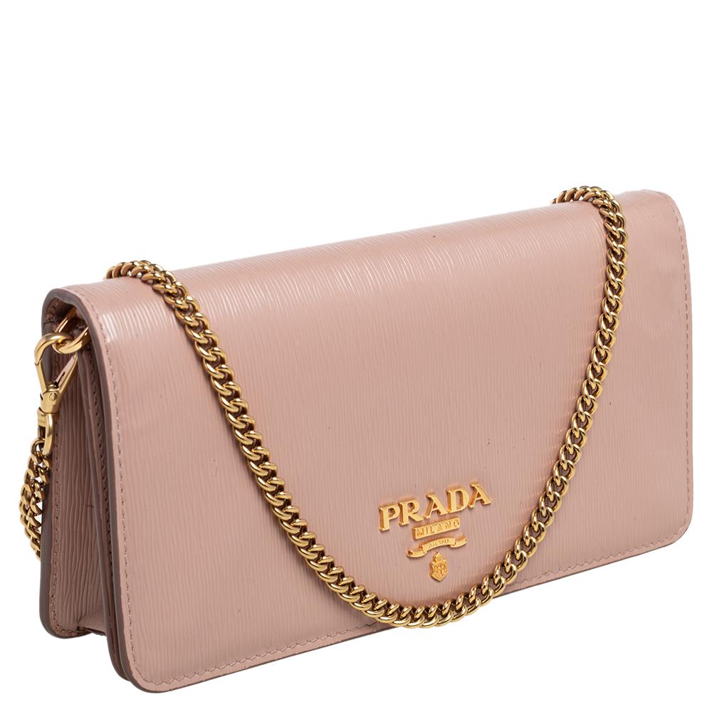 prada wallet on chain beige