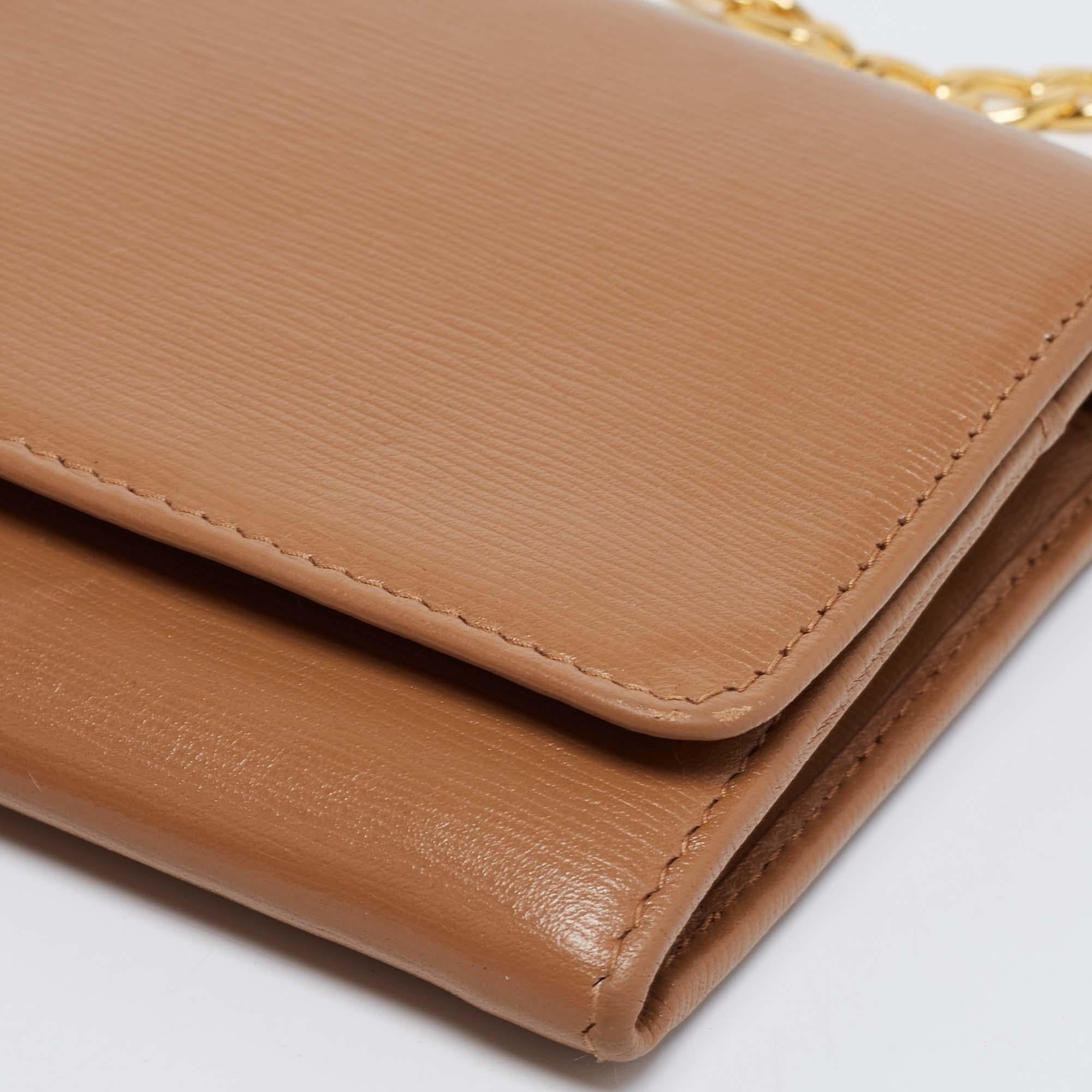 Women's Prada Beige Vitello Move Leather Wallet on Chain