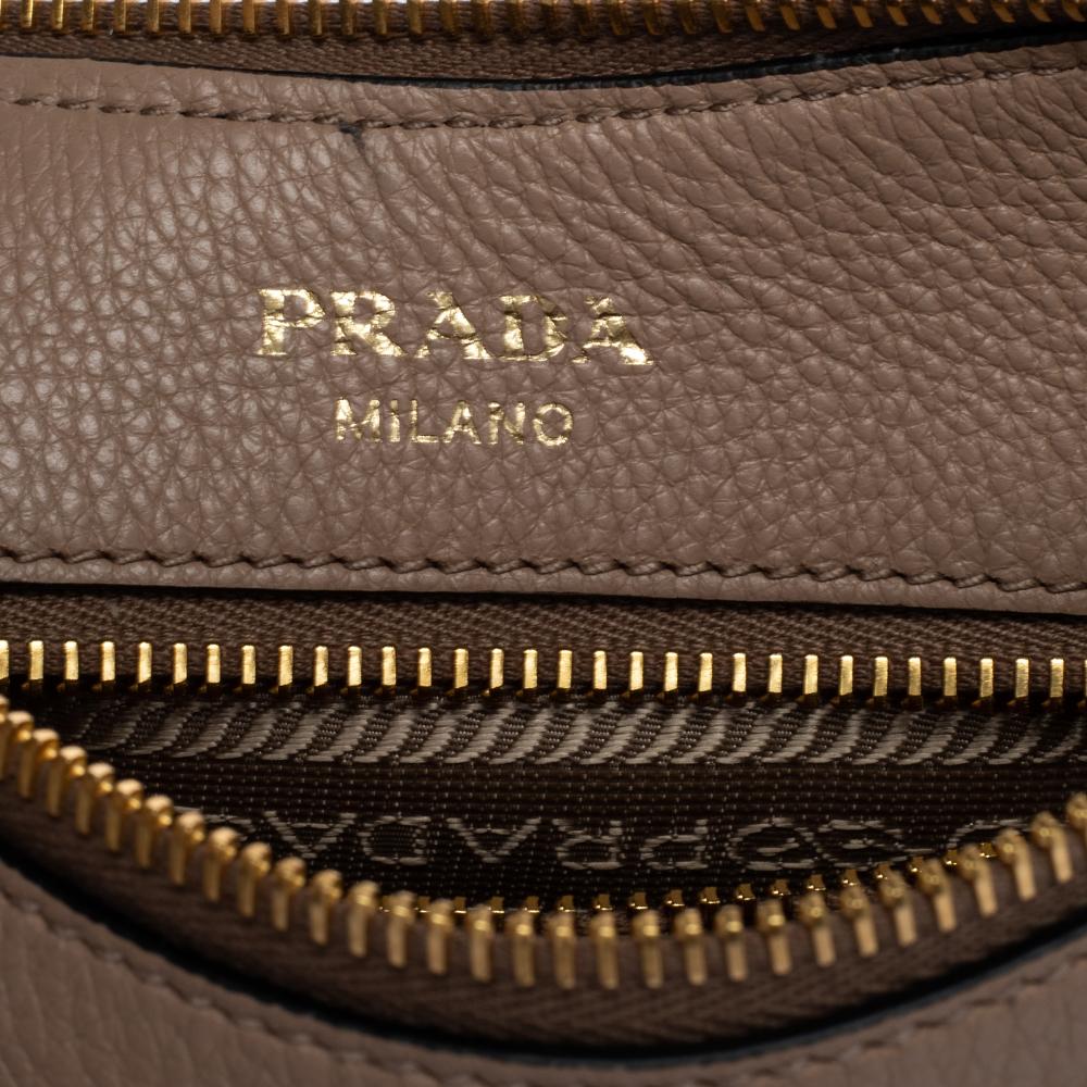 Prada Beige Vitello Phenix Leather Shoulder Bag 2