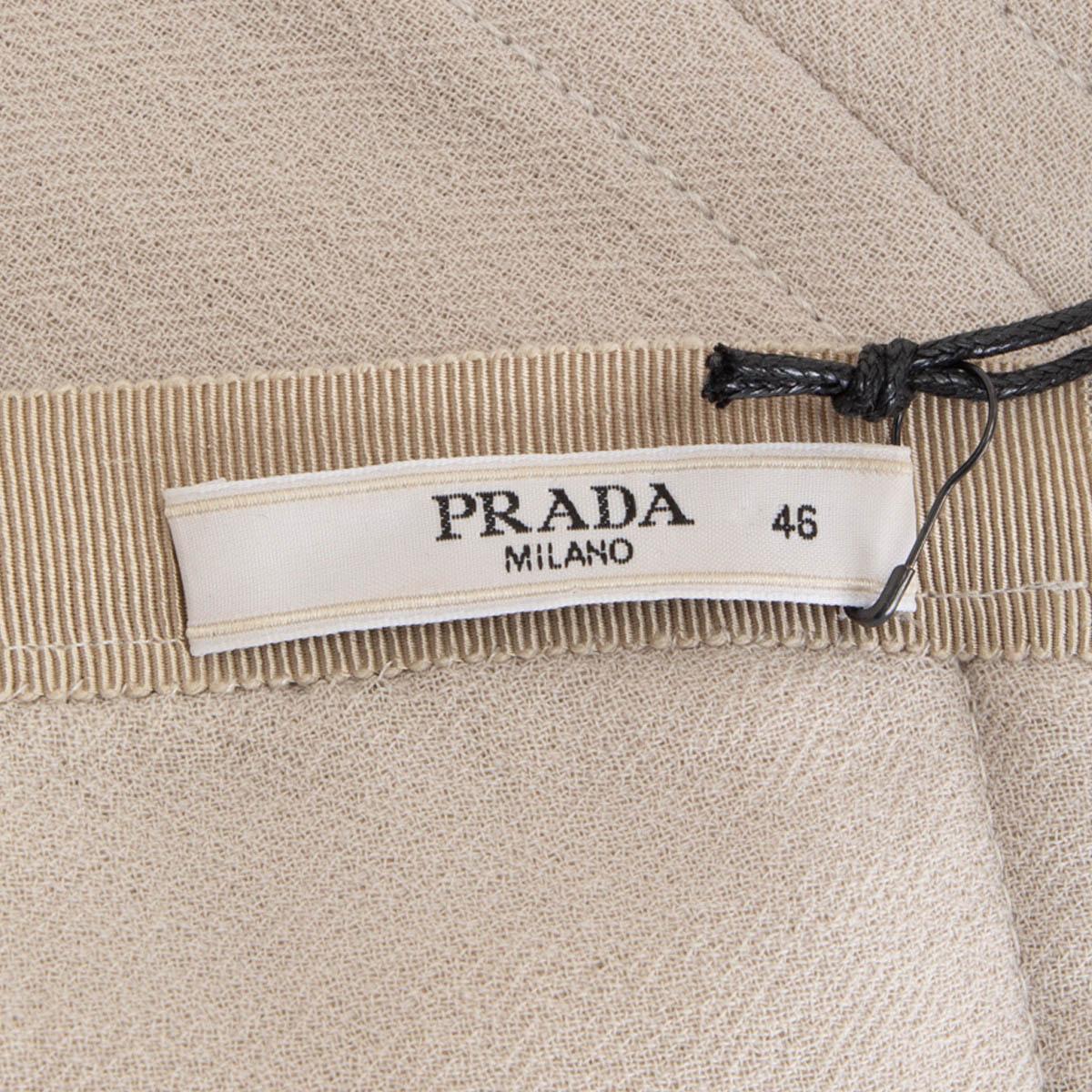 PRADA beige wool BACK BELTED Sleeveless Dress 46 XL For Sale at 1stDibs
