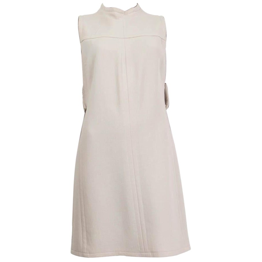 PRADA beiges ärmelloses Kleid mit Gürtel aus Wolle und Gürtel 46 XL