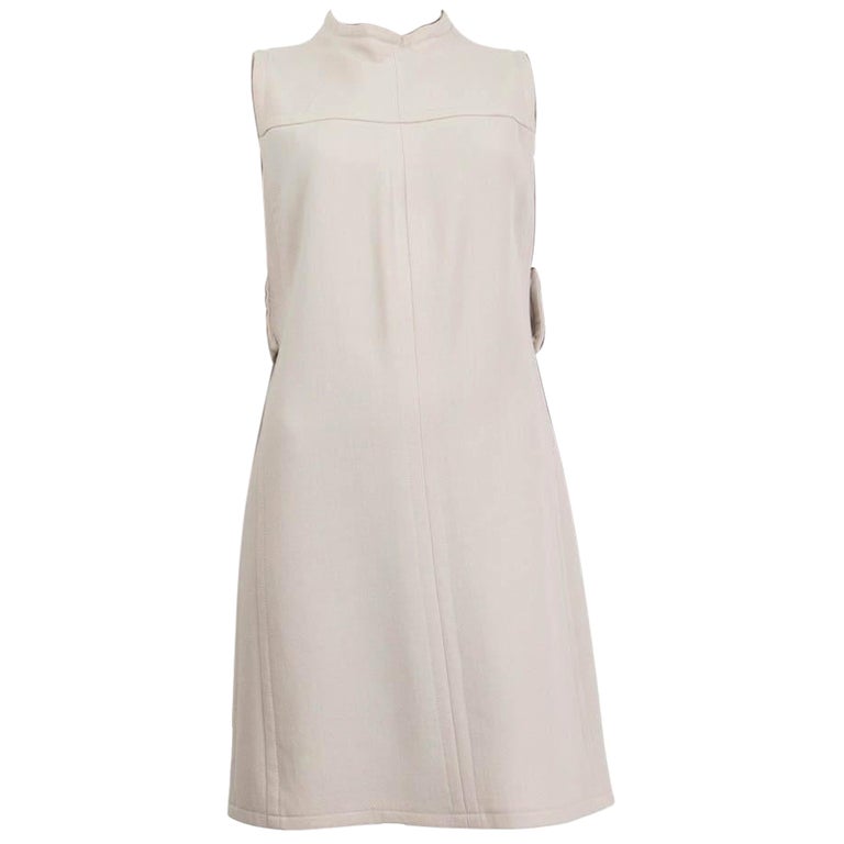 PRADA beige wool BACK BELTED Sleeveless Dress 46 XL