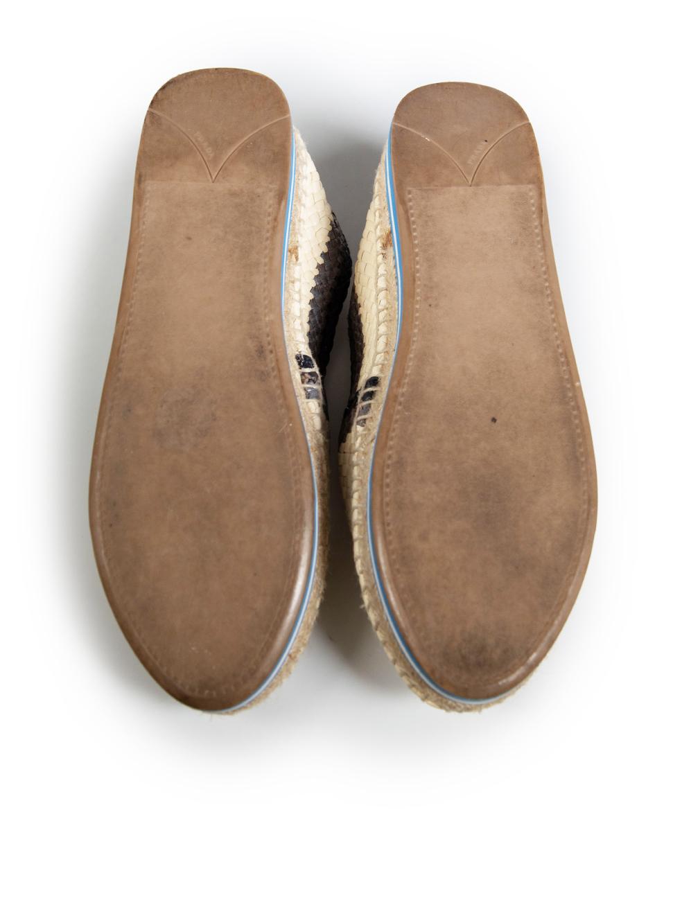Women's Prada Beige Woven Leather Espadrilles Size IT 38 For Sale