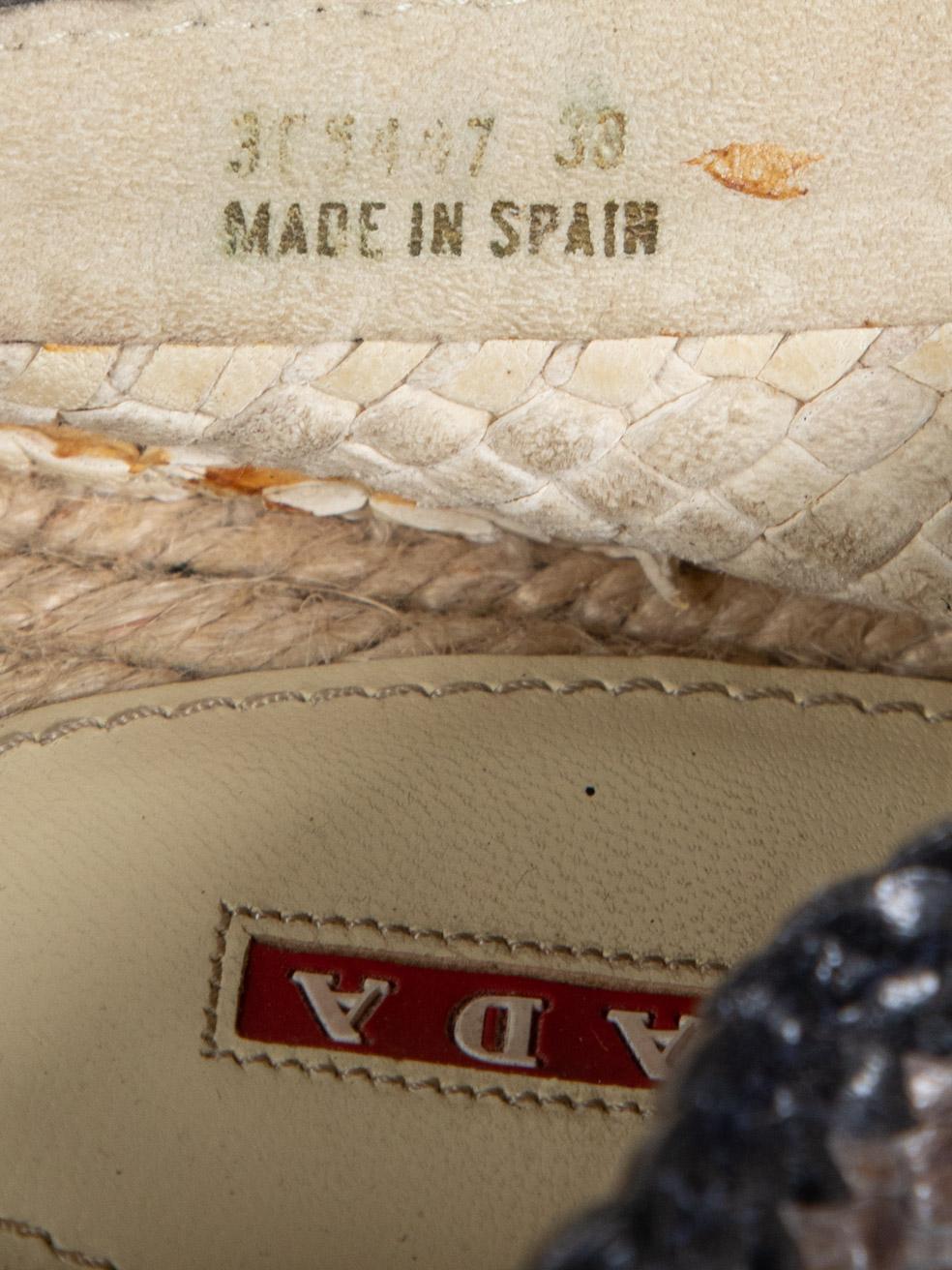 Prada Beige Woven Leather Espadrilles Size IT 38 For Sale 2