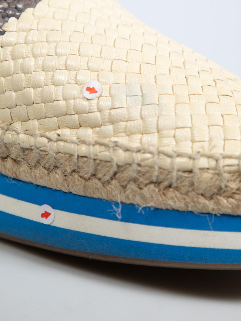 Prada Beige Woven Leather Espadrilles Size IT 38 For Sale 4