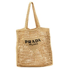 Prada Beige Woven Raffia Beach Tote