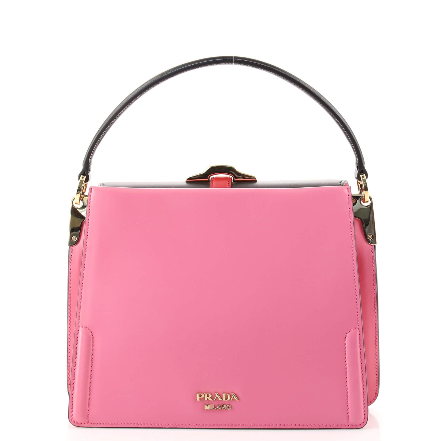 Pink Prada Belle Top Handle Bag City Calf Medium