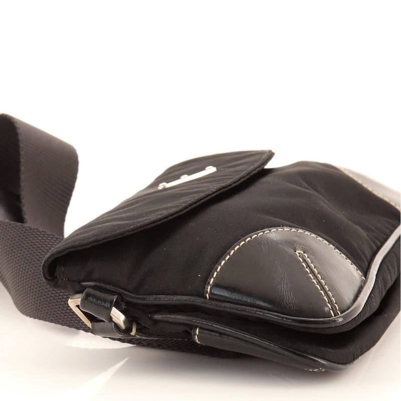 Black Prada Belt Flap Bag Tessuto with Leather