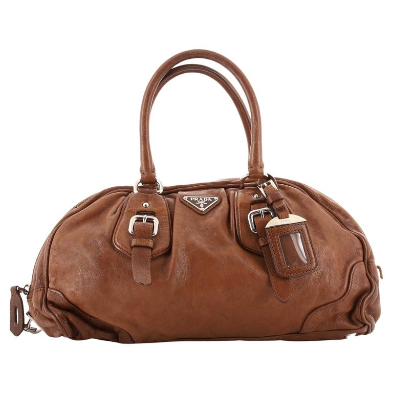 Washed Leather handbag Color Medium Brown