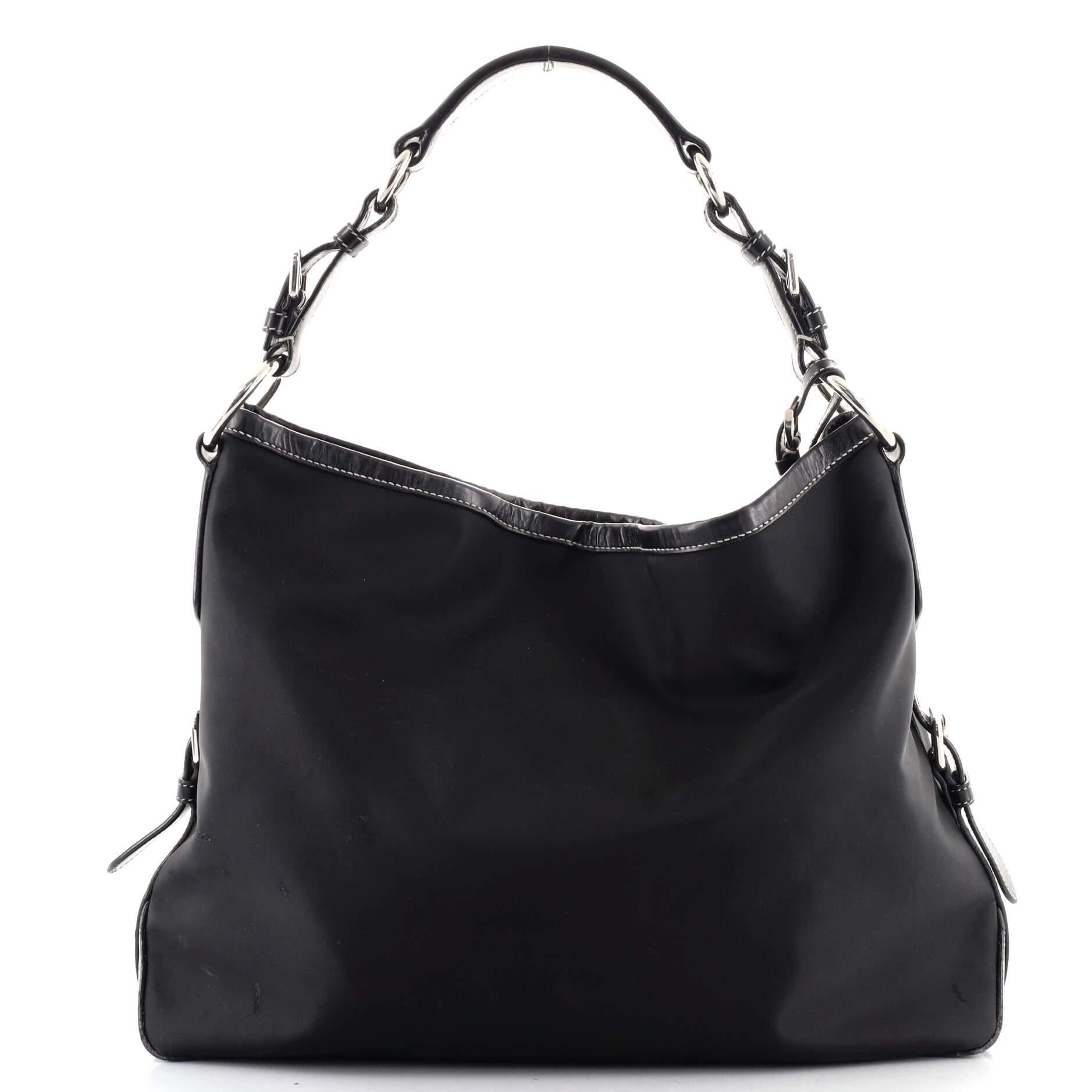 Prada Belted Hobo Tessuto with Leather Medium In Good Condition In NY, NY