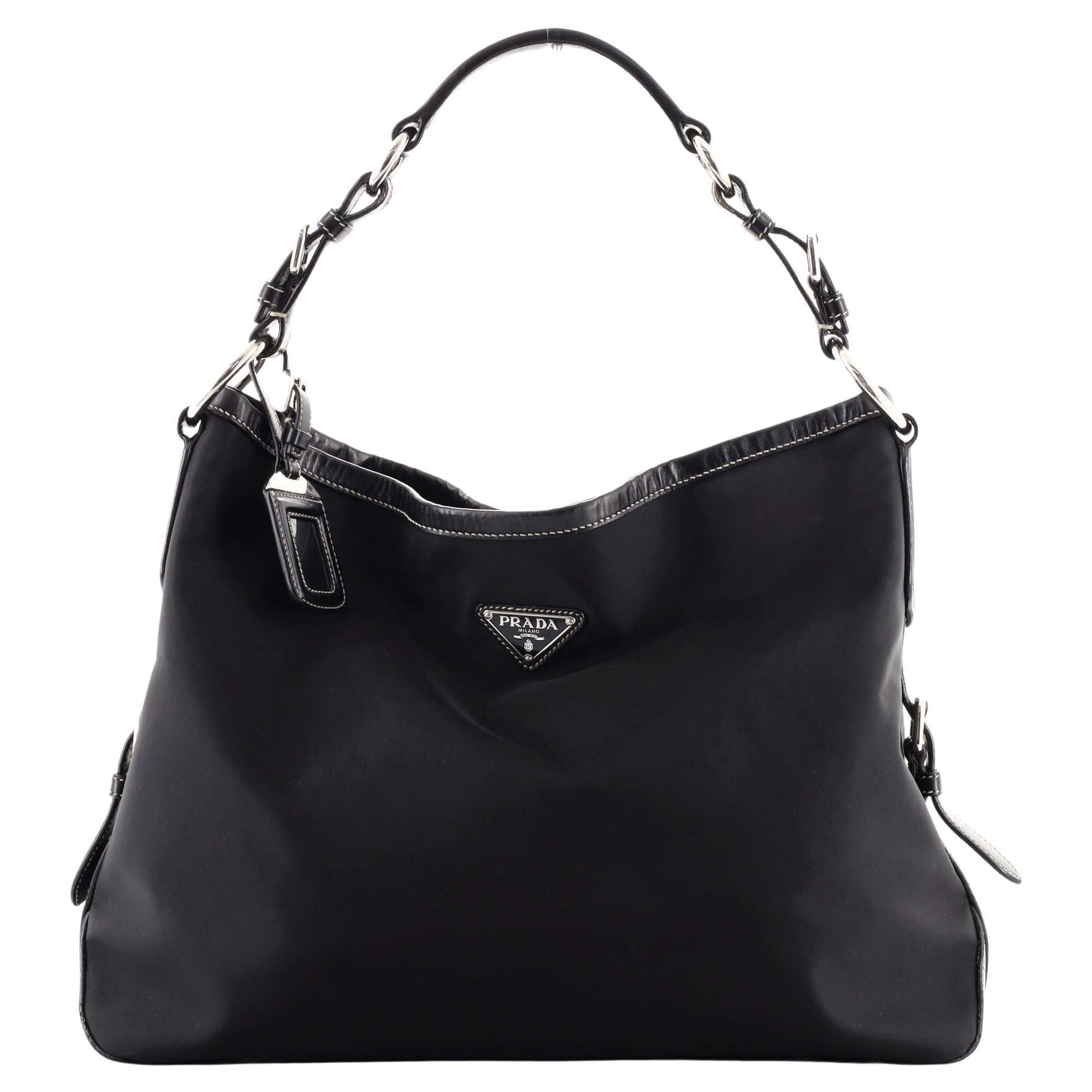 Prada Belted Hobo Tessuto with Leather Medium