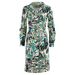 Prada Belted Printed Stretch Cotton Trench Coat It 38 Uk 6