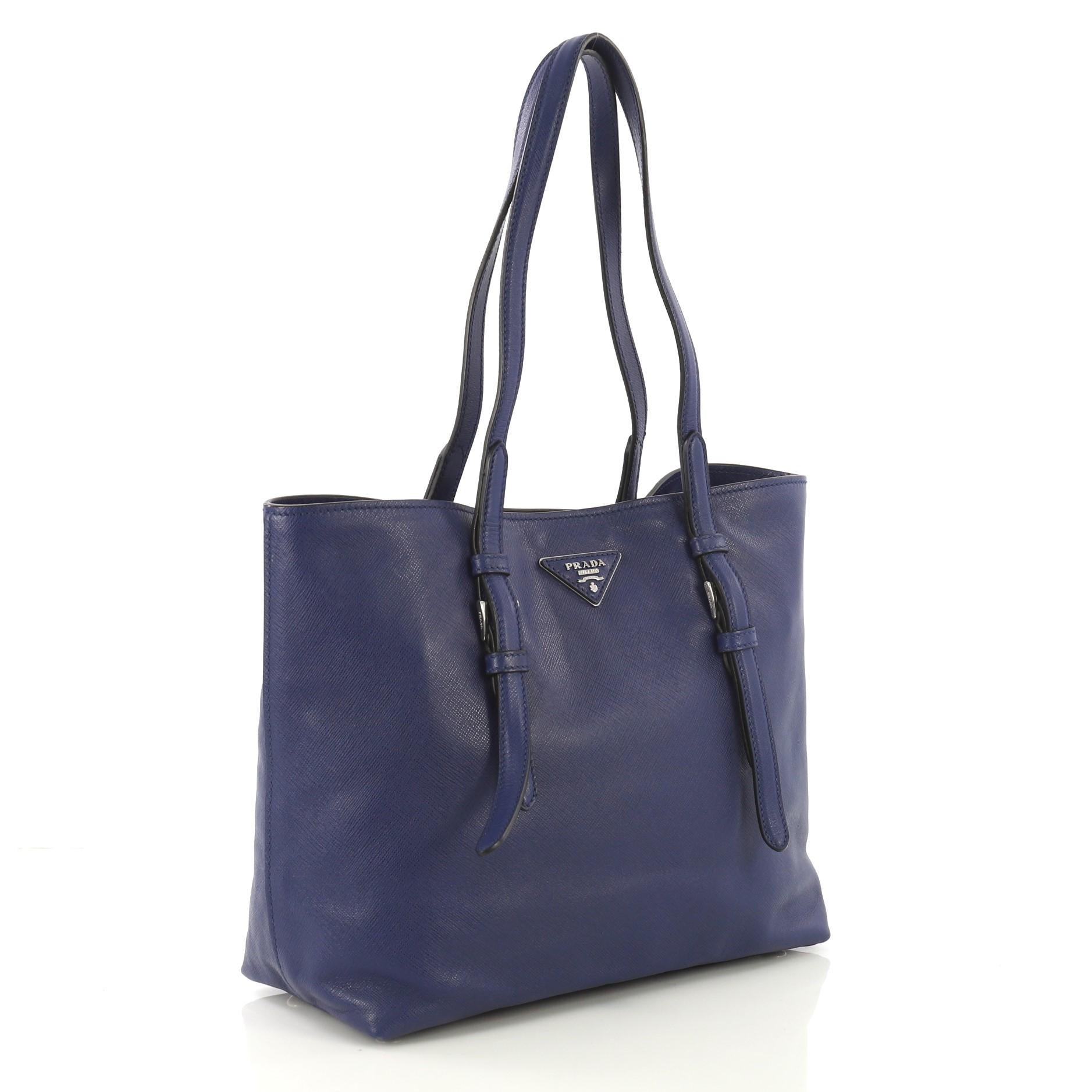 Purple Prada Belted Soft Tote Saffiano Leather Medium