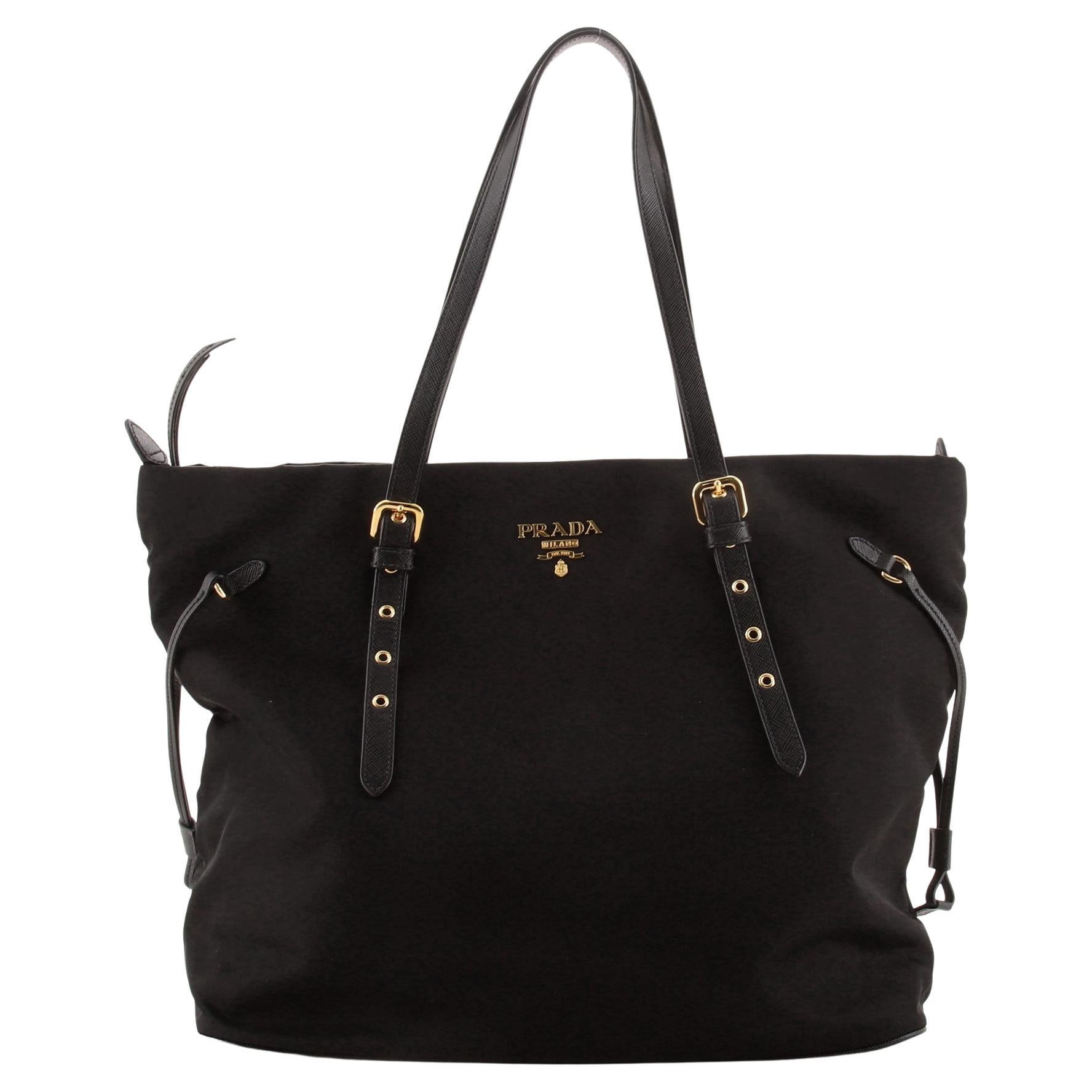 Prada Belted Tote Tessuto and Saffiano Leather Medium