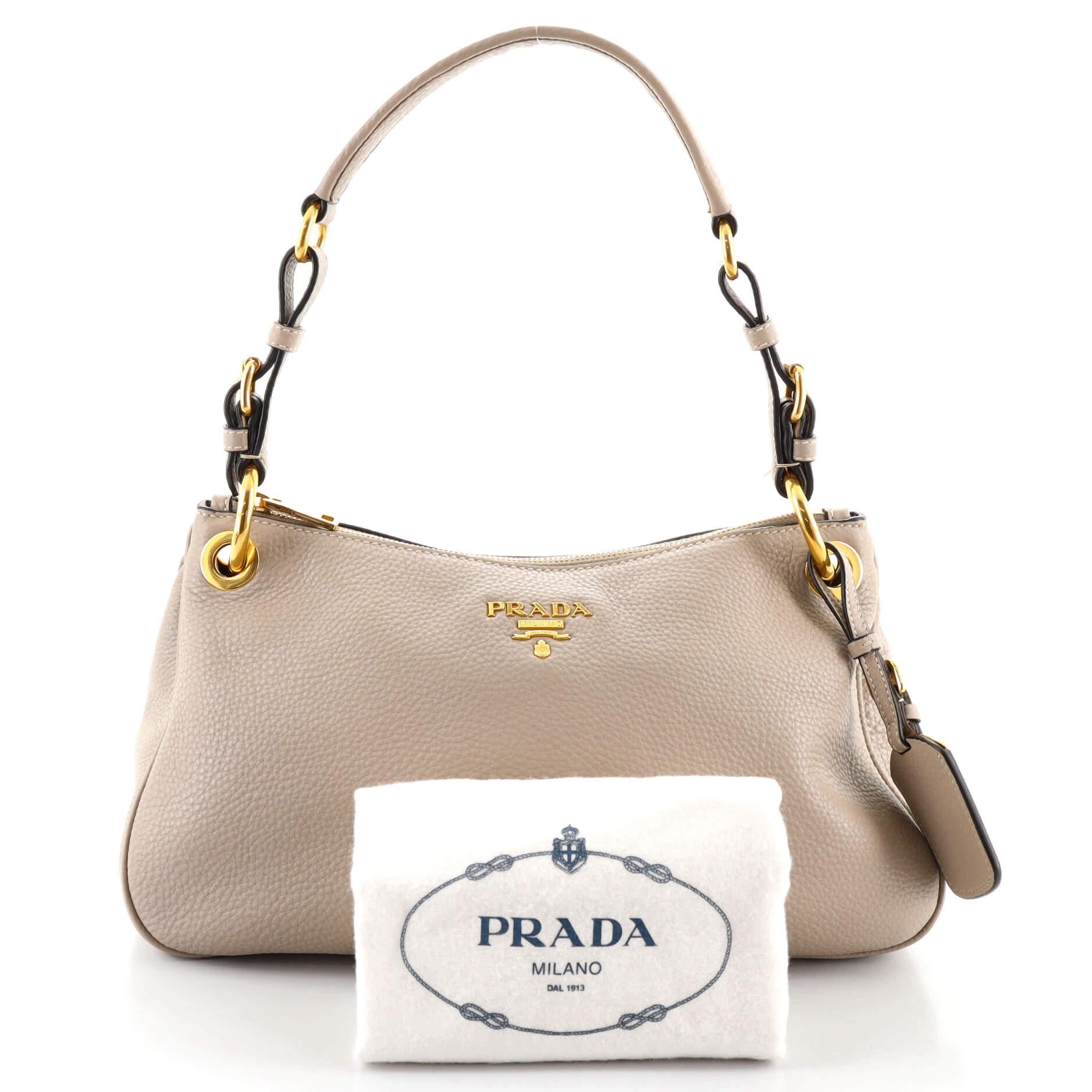 Prada Belted Zip Shoulder Bag Vitello Daino Medium at 1stDibs