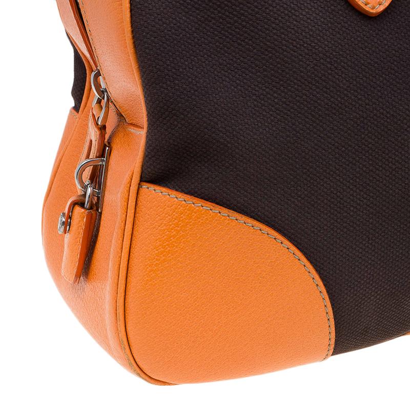 Prada Bi Color Leather and Canvas Bowling Bag 5