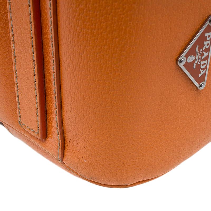 Prada Bi Color Leather and Canvas Bowling Bag 6