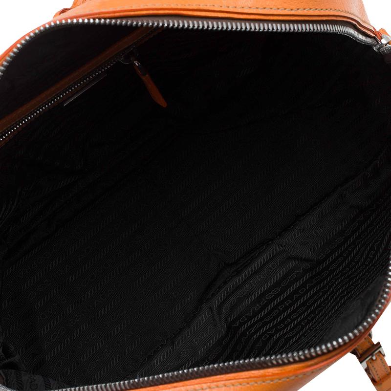 Prada Bi Color Leather and Canvas Bowling Bag 10