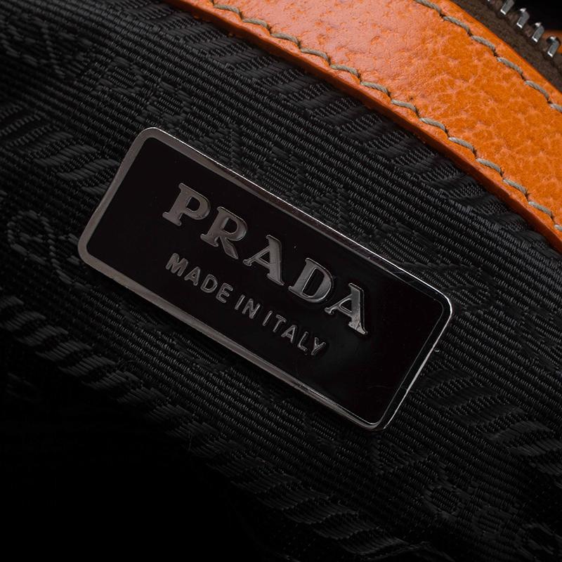 Prada Bi Color Leather and Canvas Bowling Bag 11