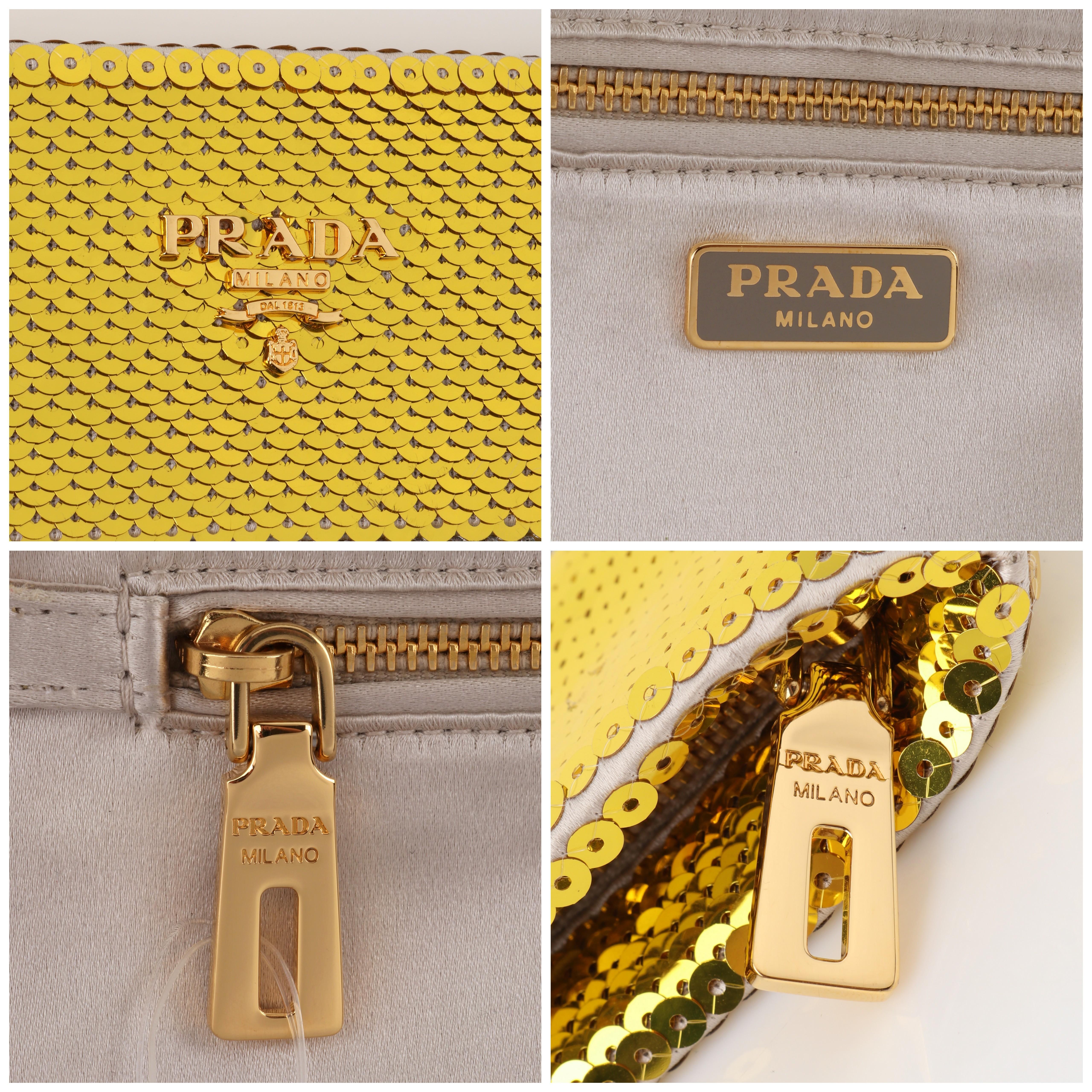 Bolso de mano bicolor PRADA con lentejuelas doradas y plateadas en dos tonos 5