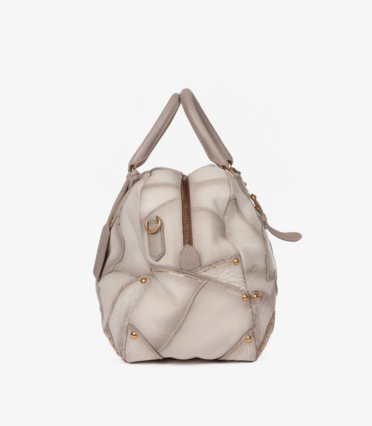 Femenino o masculino Bolso bowling Prada Bianco Blanco Ombre Piel de Ciervo, Cocodrilo y Lagarto Cervo
