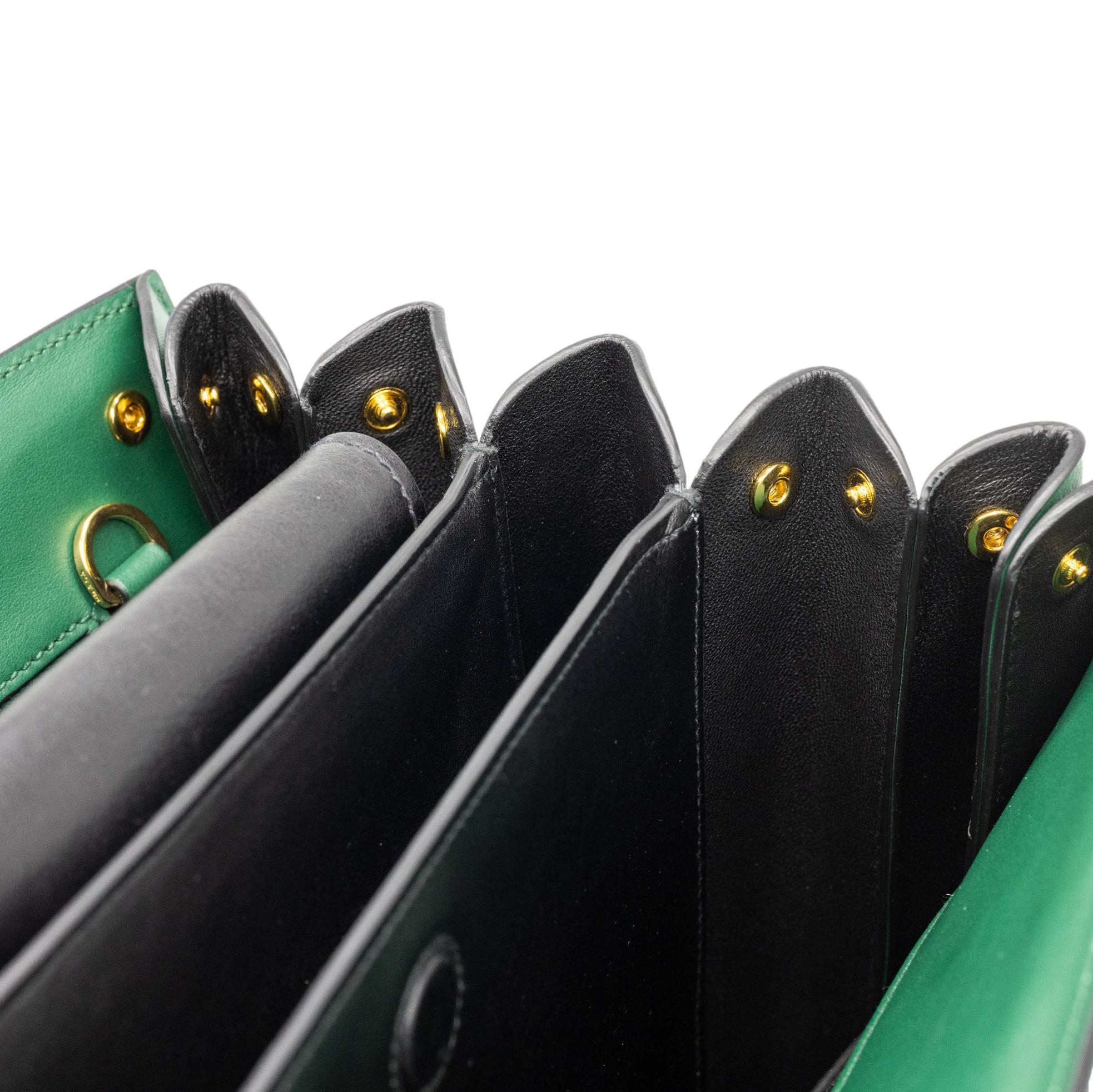 Prada Bibliotheque Biliardo Green Saffiano Leather Top Handle Crossbody City Bag 7