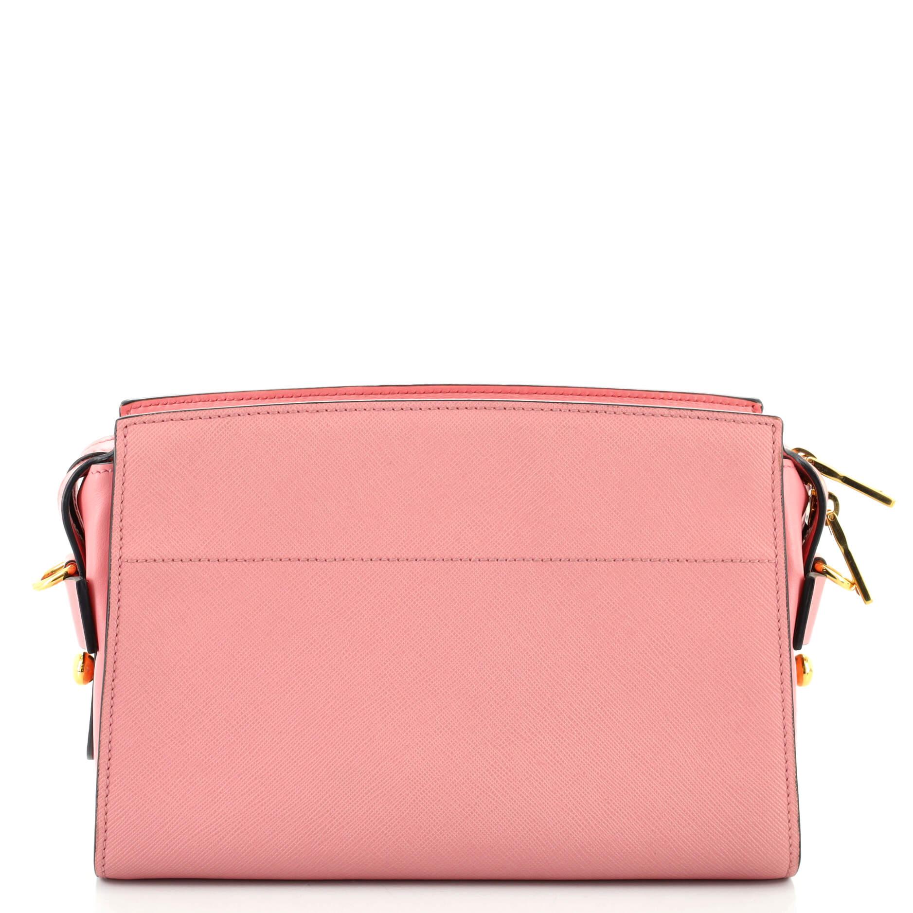 Pink Prada Bibliotheque Crossbody Saffiano Leather