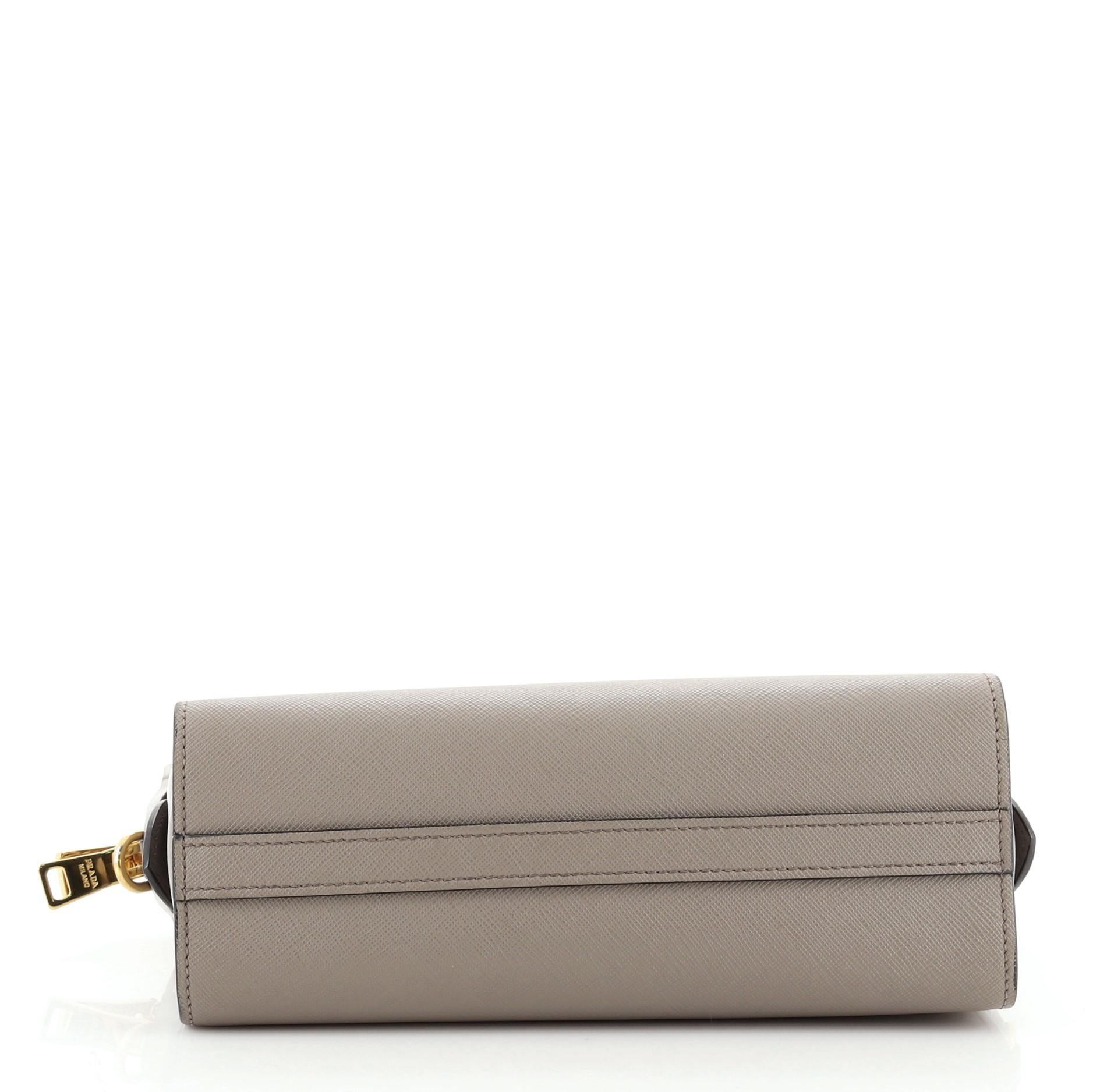 Gray Prada Bibliotheque Crossbody Saffiano Leather