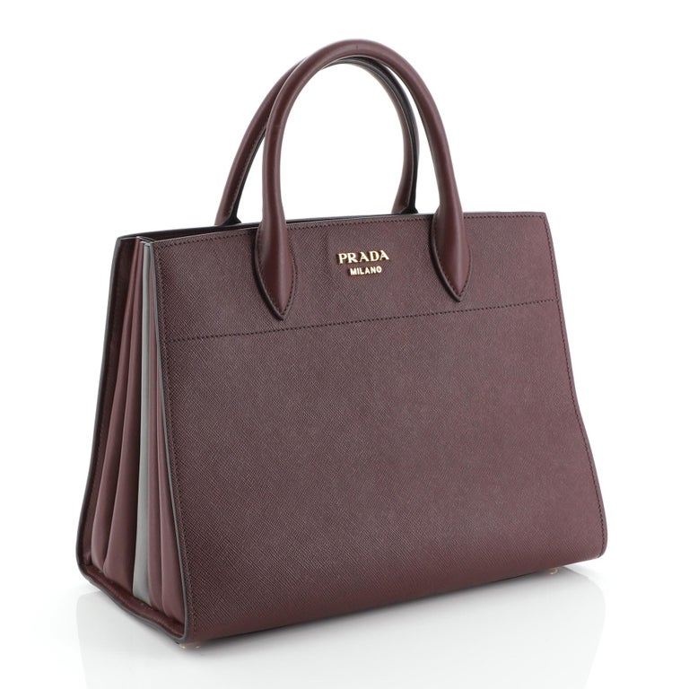 Prada Bibliotheque Handbag Saffiano Leather with City Calfskin Medium ...