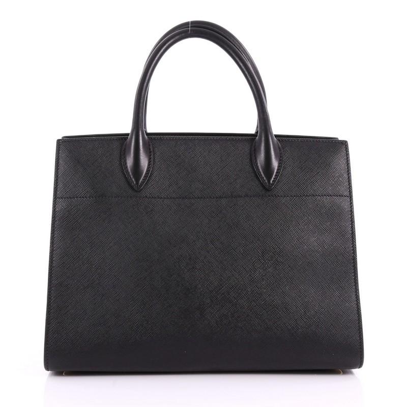 Prada Bibliotheque Handbag Saffiano Leather with City Calfskin Medium In Good Condition In NY, NY