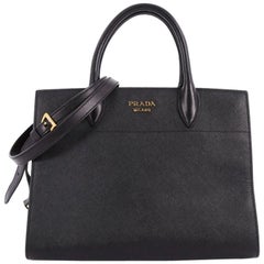 Used Prada Bibliotheque Handbag Saffiano Leather with City Calfskin Medium