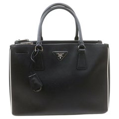 Prada Bicolor Black Leather Saffiano Luxe Tote  863062