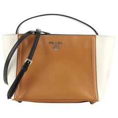 Prada Bicolor Convertible Bucket Handle Bag Soft Calfskin Small
