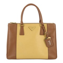 Prada Bicolor Double Zip Lux Tote Saffiano Leather Medium