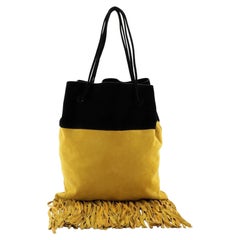 Prada Bicolor Fringe Tote Suede Large