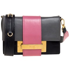 Prada Bicolor Leather Ribbon Flap Crossbody Bag