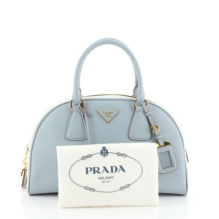 Prada Bicolor Lux Bowler Bag Saffiano Leather Medium at 1stDibs