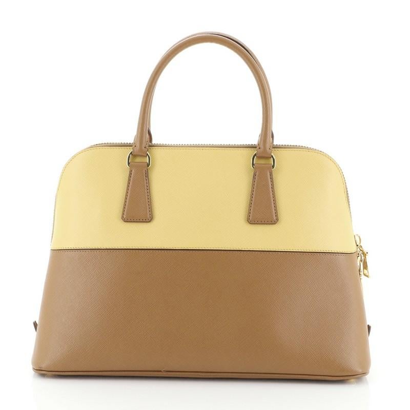 Brown Prada Bicolor Promenade Bag Saffiano Leather Medium