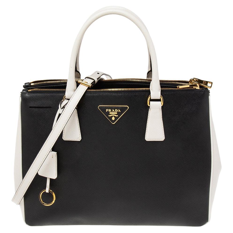 Prada Bicolor Saffiano Lux Leder Medium Galleria Tragetasche
