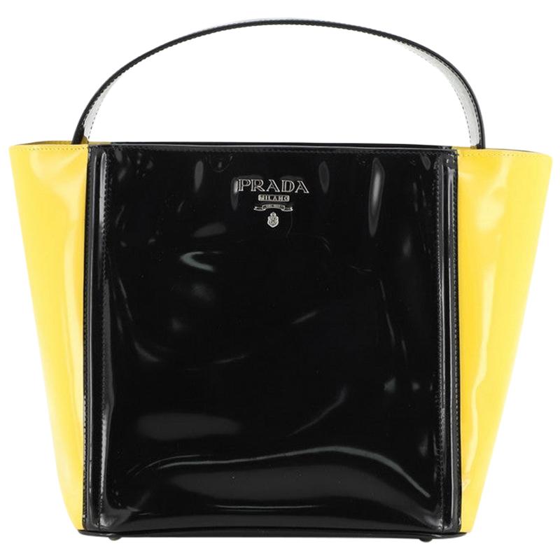 Prada Bicolor Top Handle Tote Spazzolato Leather Small