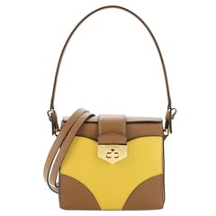 Prada Bicolor Turn Lock Shoulder Bag Saffiano Leather Small