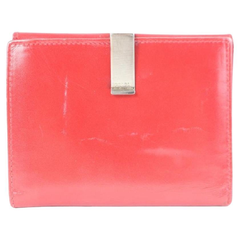 Prada Bifold Wallet 03pz0710 Red Leather Clutch