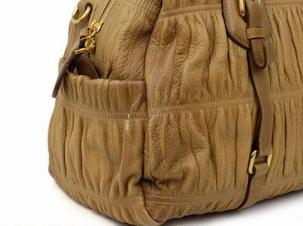 Prada Bl0394 2way Bowler 220087 Brown Leather Shoulder Bag For Sale 7