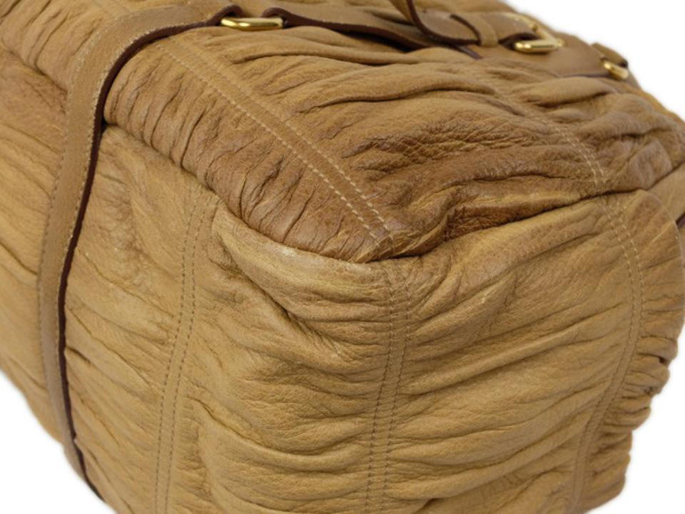 Prada Bl0394 2way Bowler 220087 Brown Leather Shoulder Bag For Sale 8