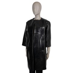 PRADA black 2003 CROCODILE COLLARLESS Coat Jacket S