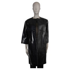 PRADA black 2003 CROCODILE COLLARLESS Coat Jacket S