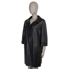 PRADA black 2015 CLASSIC LEATHER Coat Jacket 42 M