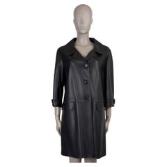 PRADA black 2015 CLASSIC LEATHER Coat Jacket 42 M